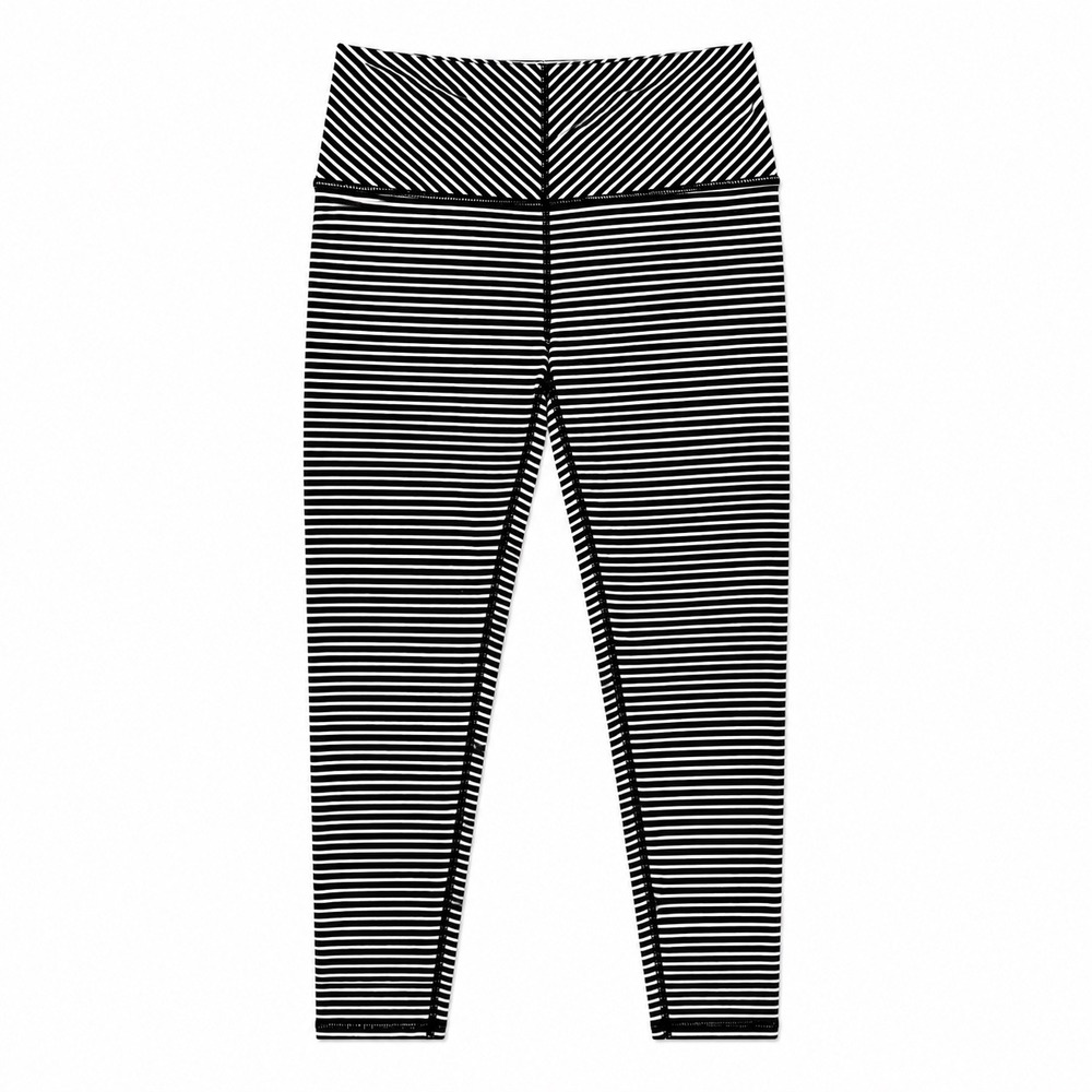 Glyder Striped High Rise Leggings Black White Size Small